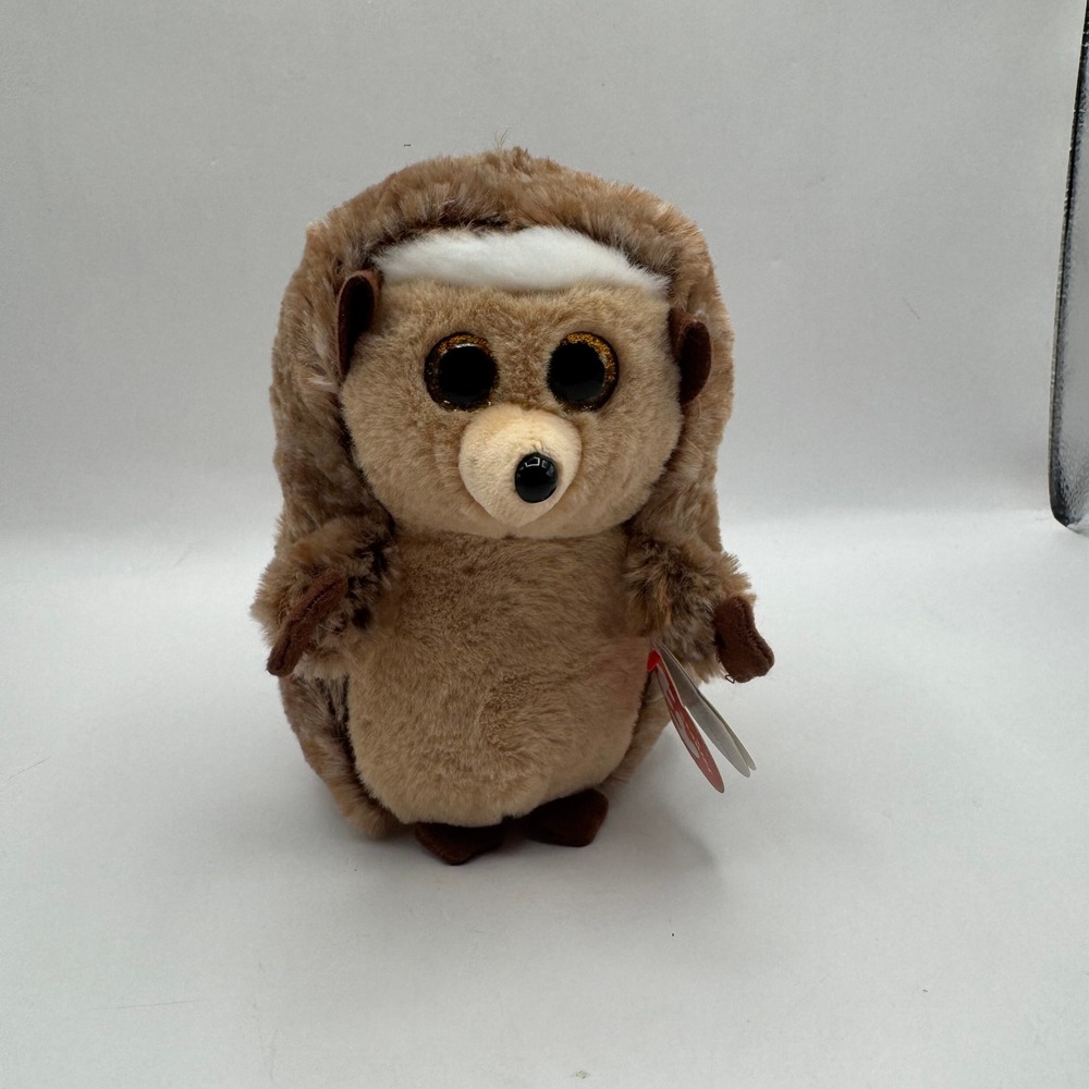 Ty Ida Hedgehog Beanie Baby Small Brown Plush VelveTy Gold Eyes NWT